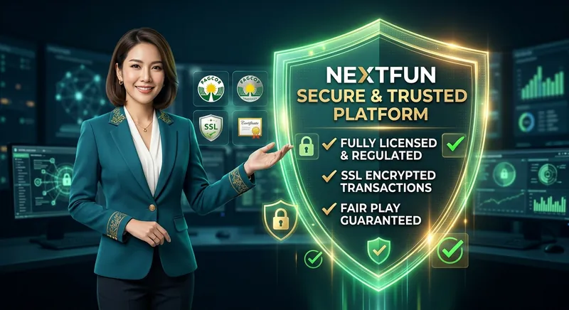nextfun ความปลอดภัย SSL ใบอนุญาต PAGCOR มาตรฐานสากล